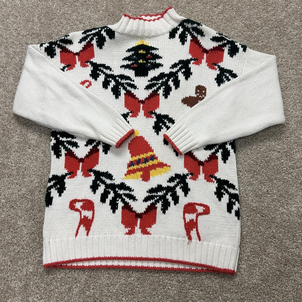 Vintage 90s Christmas Fair Isle Knit Sweater Womens Medium Multicolor Mock Neck